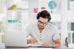 Young man working at his desk