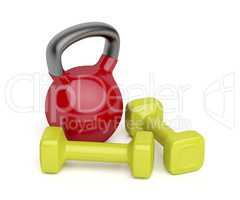 Kettlebell and dumbbells