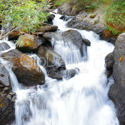 Waterfall on the mountain river