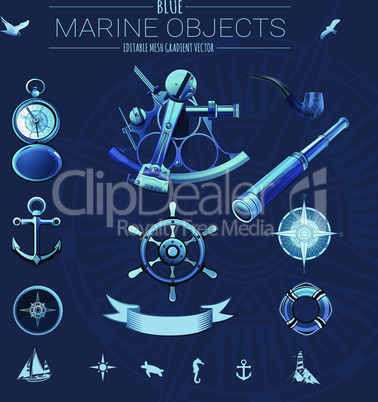 Blue marine objects