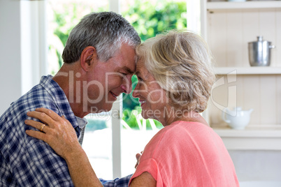 Romantic happy senior couple at home