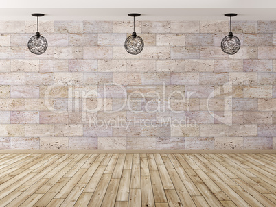 Interior background with three lamps 3d rendering