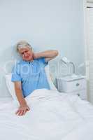 Senior man having neck pain