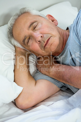 High angle view of senior man relaxing