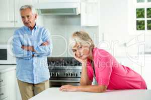 Upset senior couple after argument