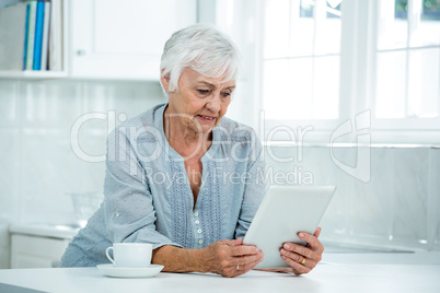 Senior woman using digital tablet