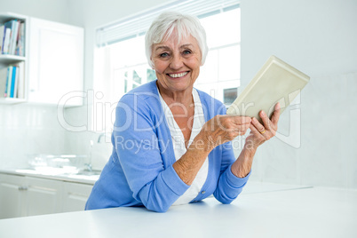 Portrait of senior woman using tablet pc