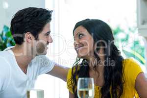 Romantic couple looking at each other and smiling