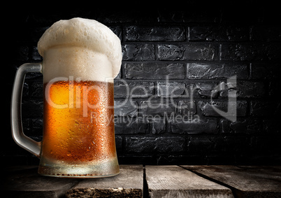 Beer and brick wall
