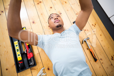 Man working with a set of tools