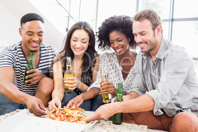 Friends having a pizza