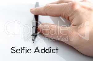 Selfie addict text concept