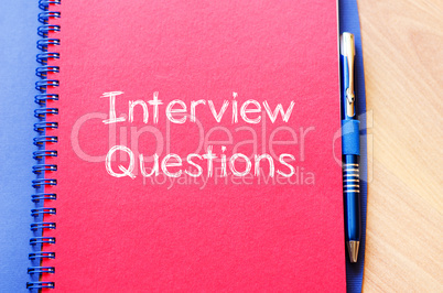 Interview questions write on notebook