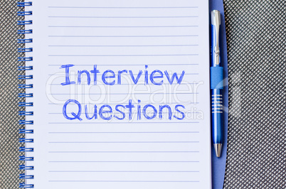 Interview questions write on notebook