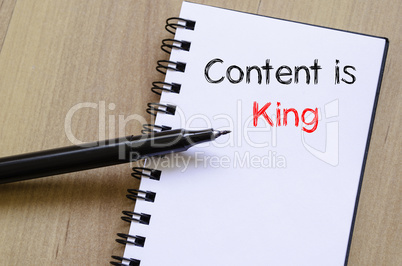 Contents is king write on notebook