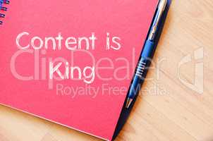 Contents is king write on notebook