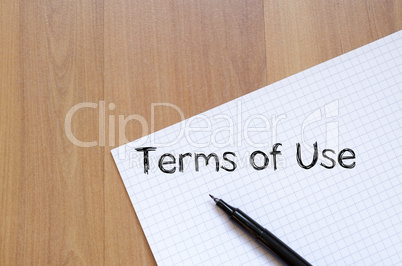 Terms of use write on notebook
