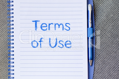 Terms of use write on notebook