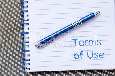 Terms of use write on notebook