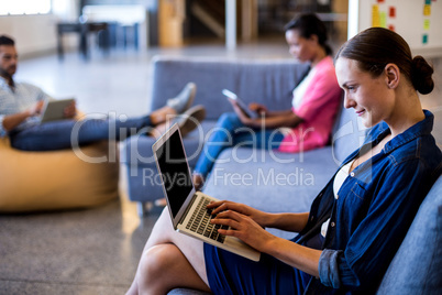 Young woman using laptop`