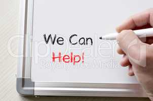 We can help written on whiteboard
