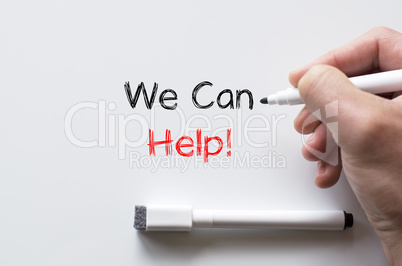 We can help written on whiteboard