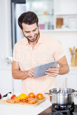 Man using digital tablet