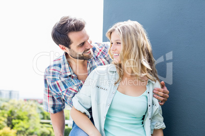 Young couple on terrace