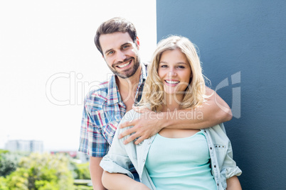 Young couple on terrace