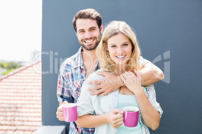 Young couple on terrace