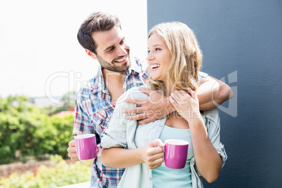 Young couple on terrace