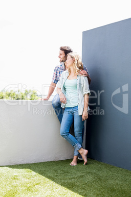 Young couple on terrace