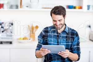 Man using digital tablet