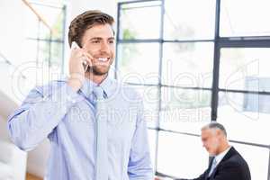 Businessman talking on phone