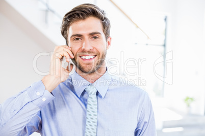 Businessman talking on phone