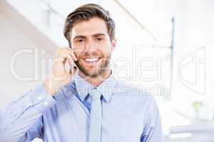 Businessman talking on phone