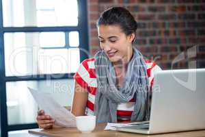 Woman looking at picture chart