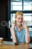 Woman talking on mobile phone