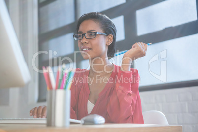 Woman working on computer