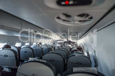 Interior airplane with passengers