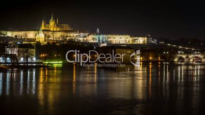 Timelapse of the Vltava and Charles Bridge in Prague by Night