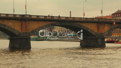 Close-up View of the Palacky Bridge from Vltava River in Prague