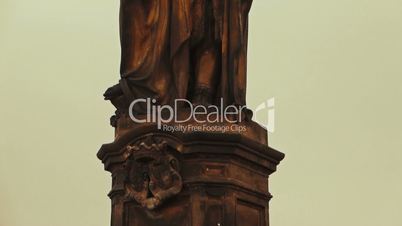 Detail of a Religious Statue in Charles Bridge Prague
