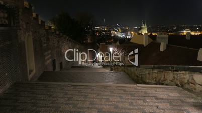 Walking Down the Prague Castle Stairs at Night