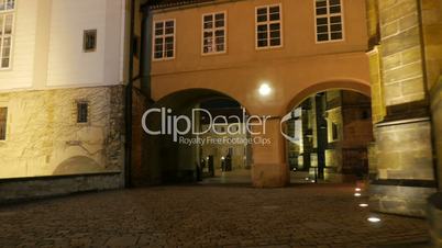 Walking Through Prague Castle and St Vitus Cathedral-POV Night Shot