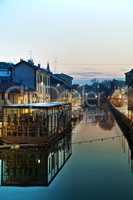 The Naviglio Grande canal in Milan, Italy