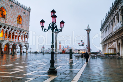 San Marco square in Venice during a flood