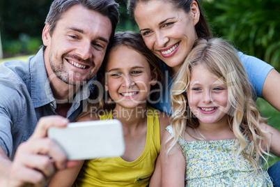 Happy family taking a selfie