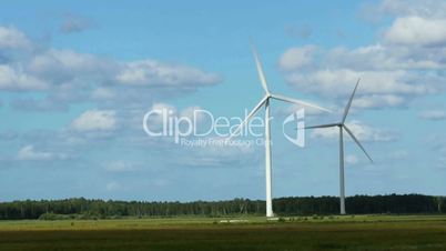 Wind Turbines in the fields, white Wildmill