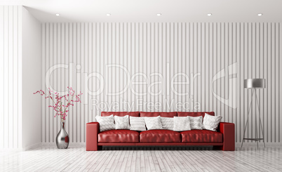 Modern interior of living room with red sofa3d rendering